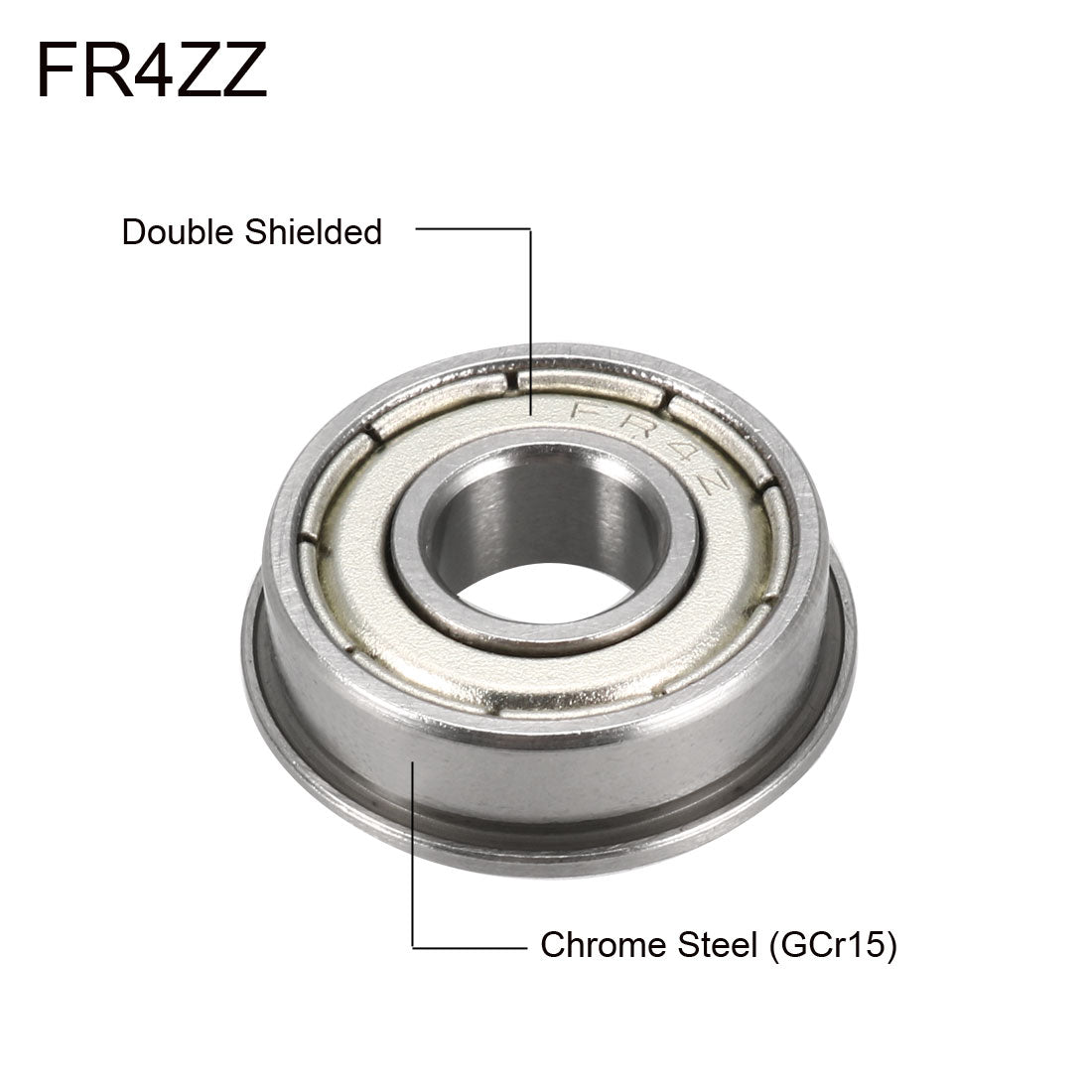 uxcell Uxcell FR4ZZ Flange Ball Bearing 1/4"x5/8"x0.196" Double Metal Shielded (GCr15) Chrome Steel Bearings 10pcs