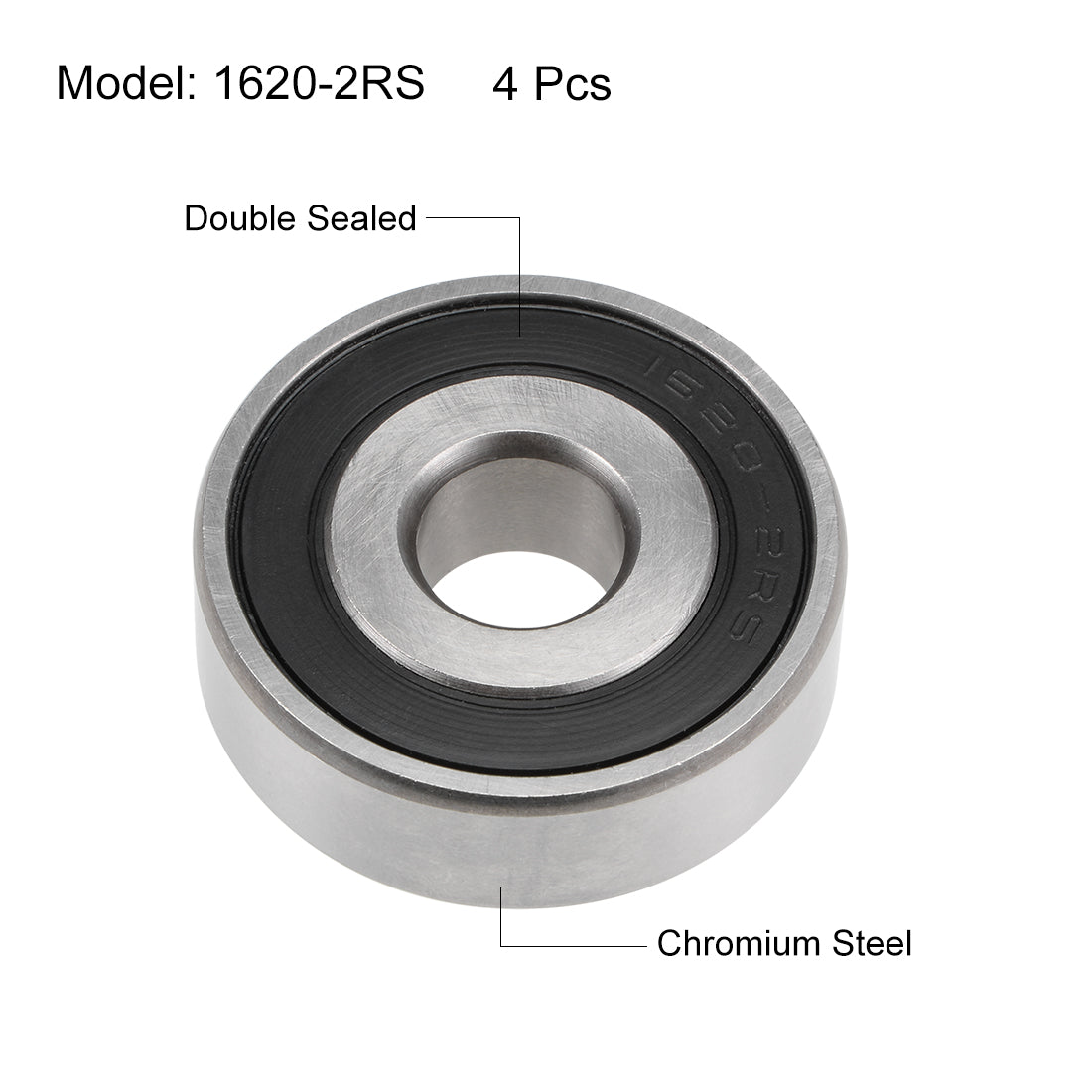 uxcell Uxcell Deep Groove Ball Bearings Double Sealed Chrome Steel ABEC1 Z2