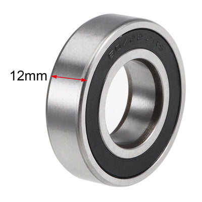 Harfington Uxcell 60/22-2RS Deep Groove Ball Bearing Z2 22x44x12mm Double Sealed Chrome Steel