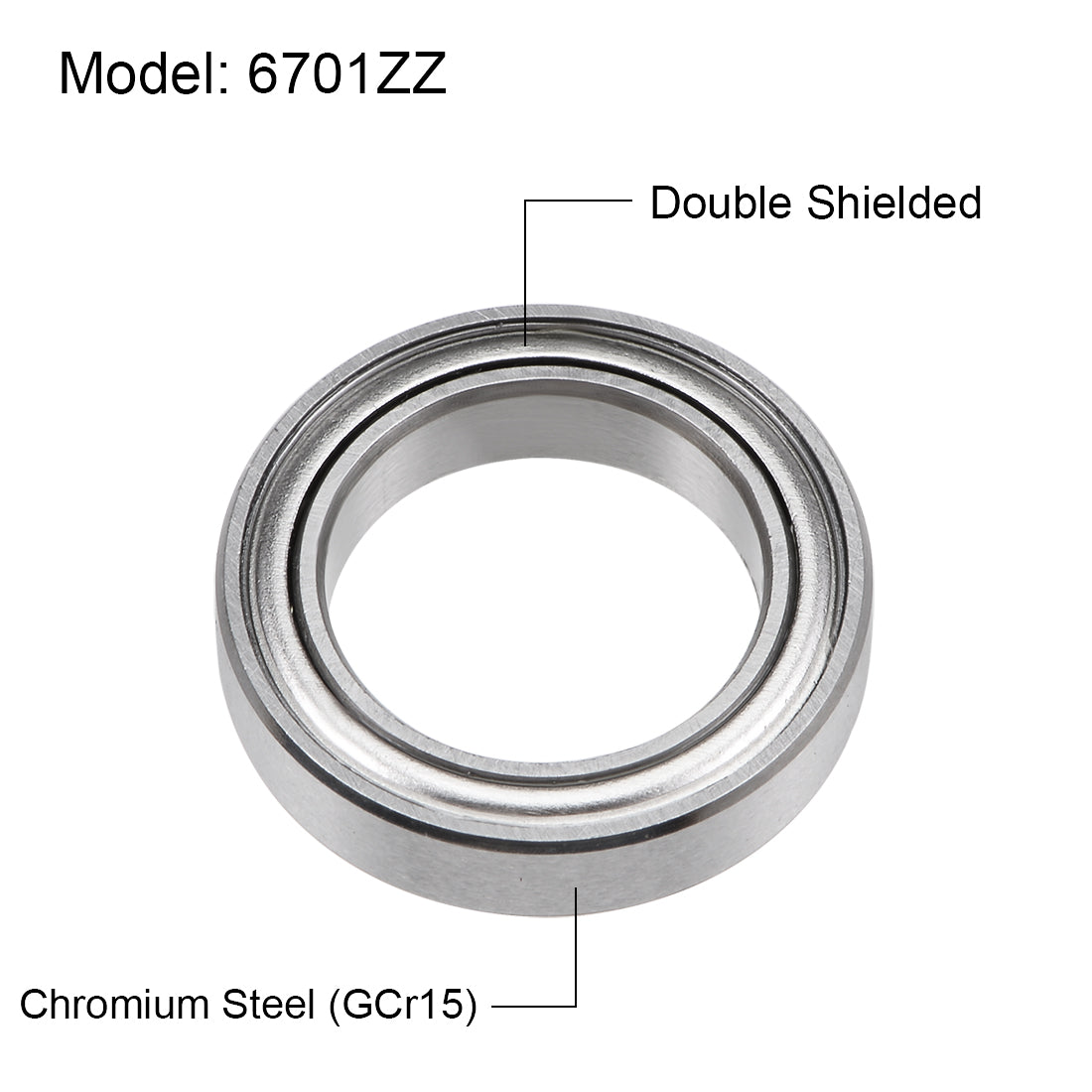 uxcell Uxcell 6701ZZ Deep Groove Ball Bearings Z2 12x18x4mm Double Shielded Chrome Steel 10pcs