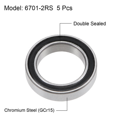 Harfington Uxcell Deep Groove Ball Bearings Thin Section Double Sealed Chrome Steel Bearings