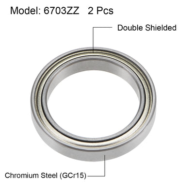 Harfington Uxcell Deep Groove Ball Bearings Thin Section Double Shield Chrome Steel ABEC1