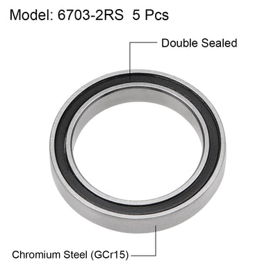 Harfington Uxcell Deep Groove Ball Bearings Thin Section Double Sealed Chrome Steel Bearings