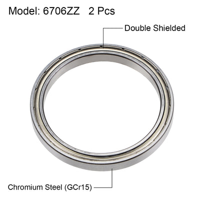 Harfington Uxcell Deep Groove Ball Bearings Thin Section Double Shield Chrome Steel ABEC1