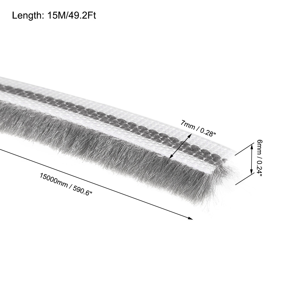 uxcell Uxcell Brush Weather Stripping, Card-Slot Seal Strip Pile Weatherstrip Door Sweep Brush for Door Window,