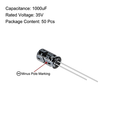 Harfington Uxcell 50Stk. 100uF 35V Kondensator Aluminum Elektrolytkondensator 105C Hohe Temperatur