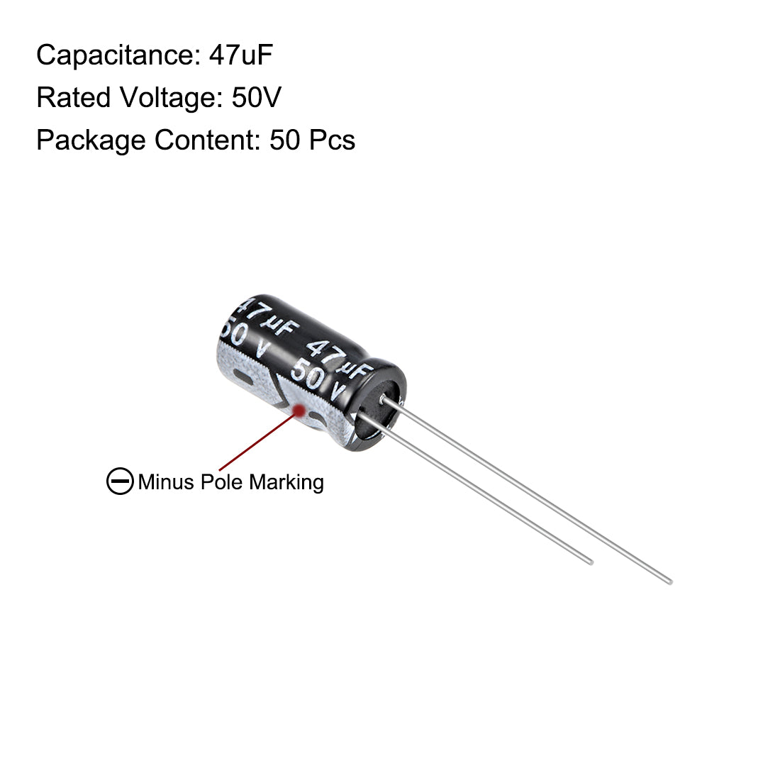 uxcell Uxcell 47uF 50V Capacitor, Aluminum Electrolytic Capacitors 105C High Temp 50pcs