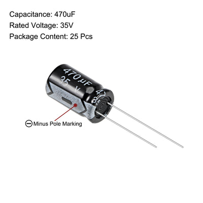 Harfington Uxcell 470uF 35V Capacitor, Aluminum Electrolytic Capacitors 105C High Temp 25pcs