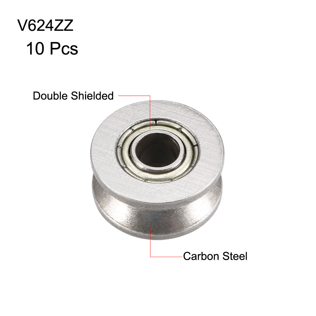 uxcell Uxcell V624ZZ Deep Groove Guide Pulley Rail Ball Bearings 4mmx13mmx6mm Double Metal Shielded Carbon Steel Bearings 10pcs