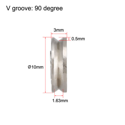 Harfington Uxcell V623  V-Groove Guide Pulley Rail Ball Bearings 3mmx10mmx3mm Carbon Steel Miniature Bearings 10pcs