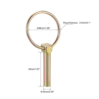 Harfington Uxcell Linch Pin with Ring 10mmx50mm Assortment Kit for Boat Trailer Tractor Horsebox