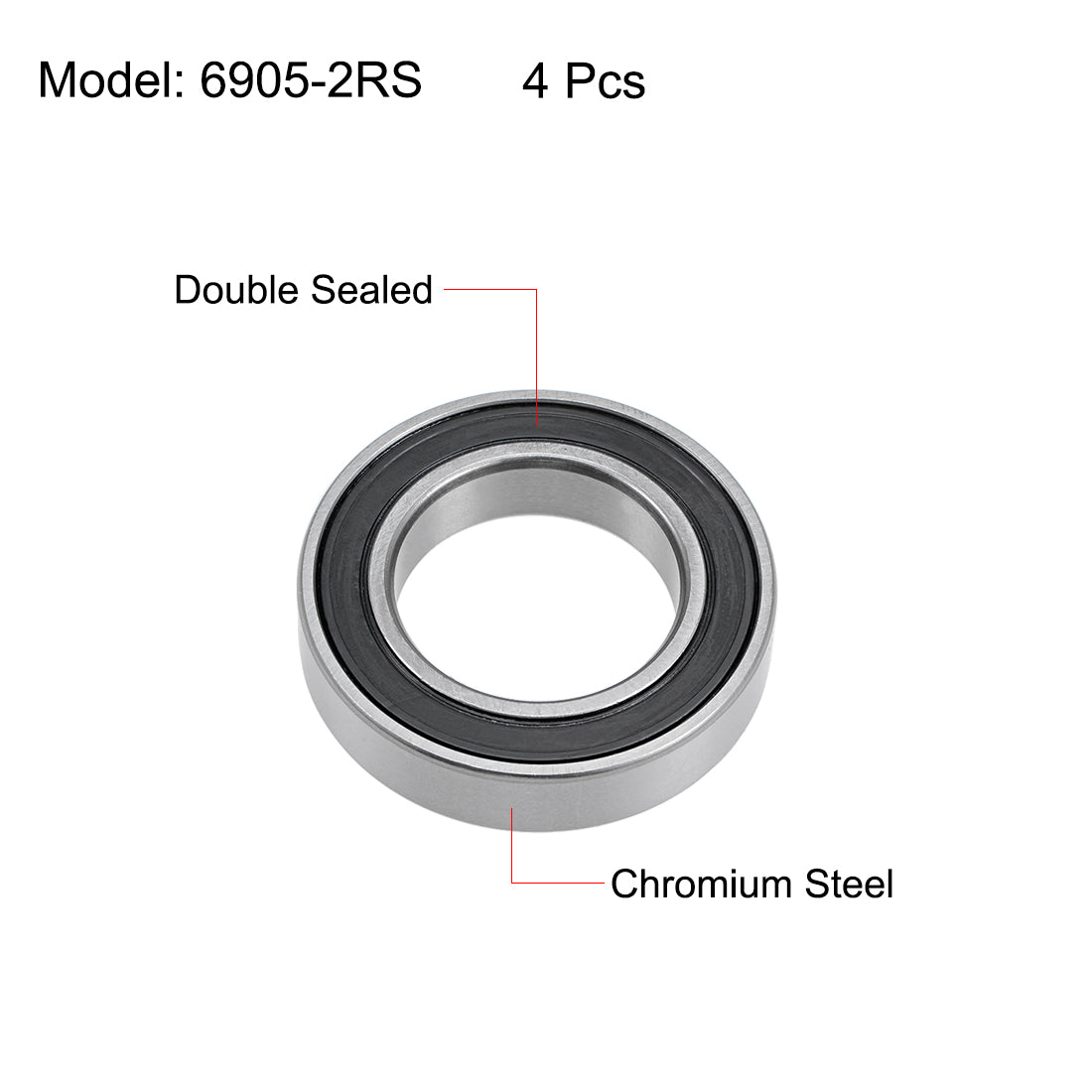 uxcell Uxcell Deep Groove Ball Bearings Thin Section Double Seal Chrome Steel ABEC1