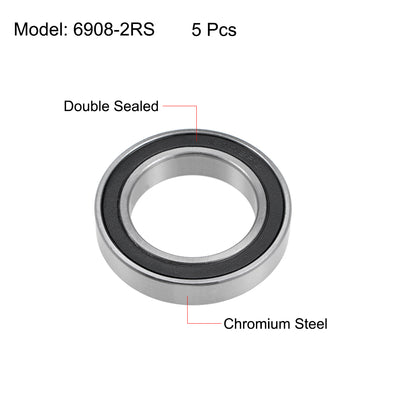 Harfington Uxcell Deep Groove Ball Bearings Thin Section Double Sealed Chrome Steel Bearings