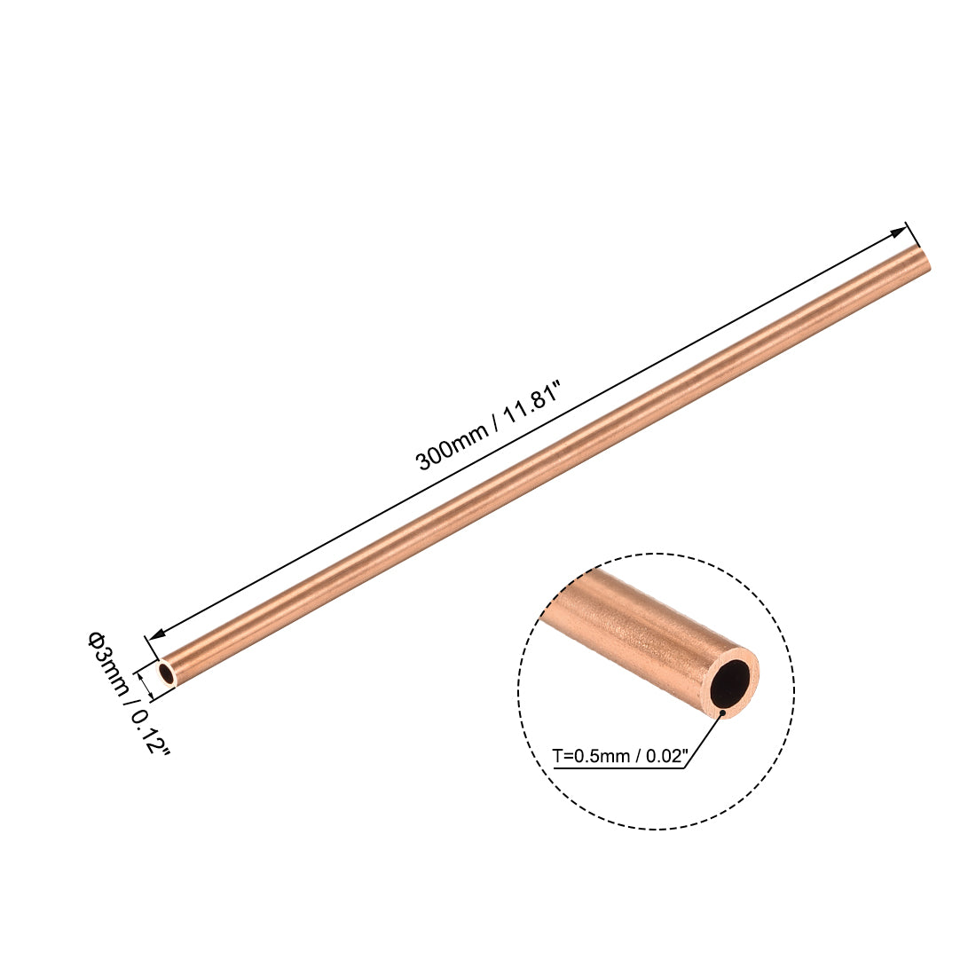 uxcell Uxcell Copper Round Tube Straight Pipe Tubing