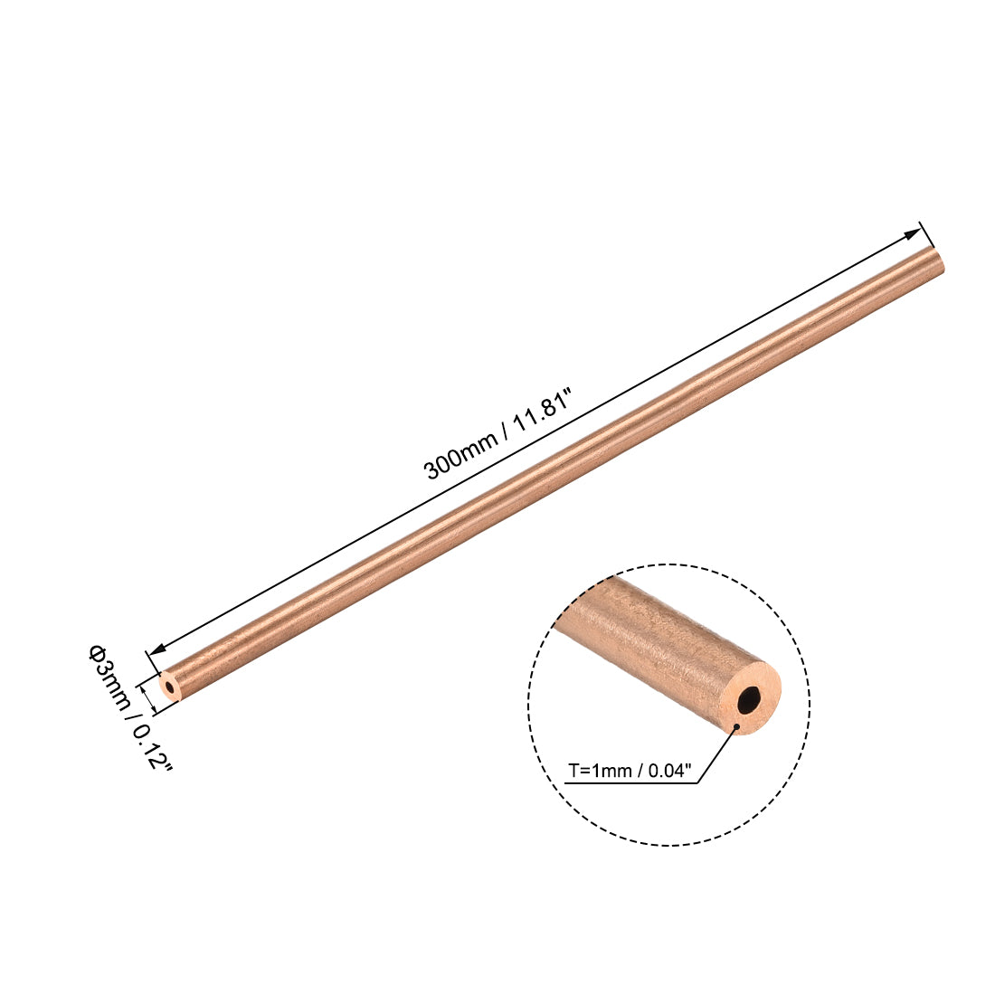 uxcell Uxcell Copper Round Tube Straight Pipe Tubing