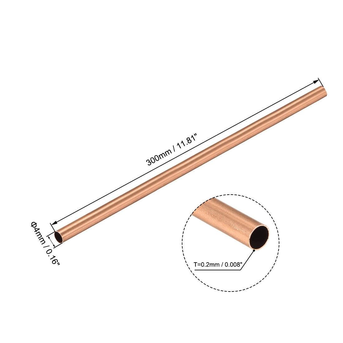 uxcell Uxcell Copper Round Tube Straight Pipe Tubing