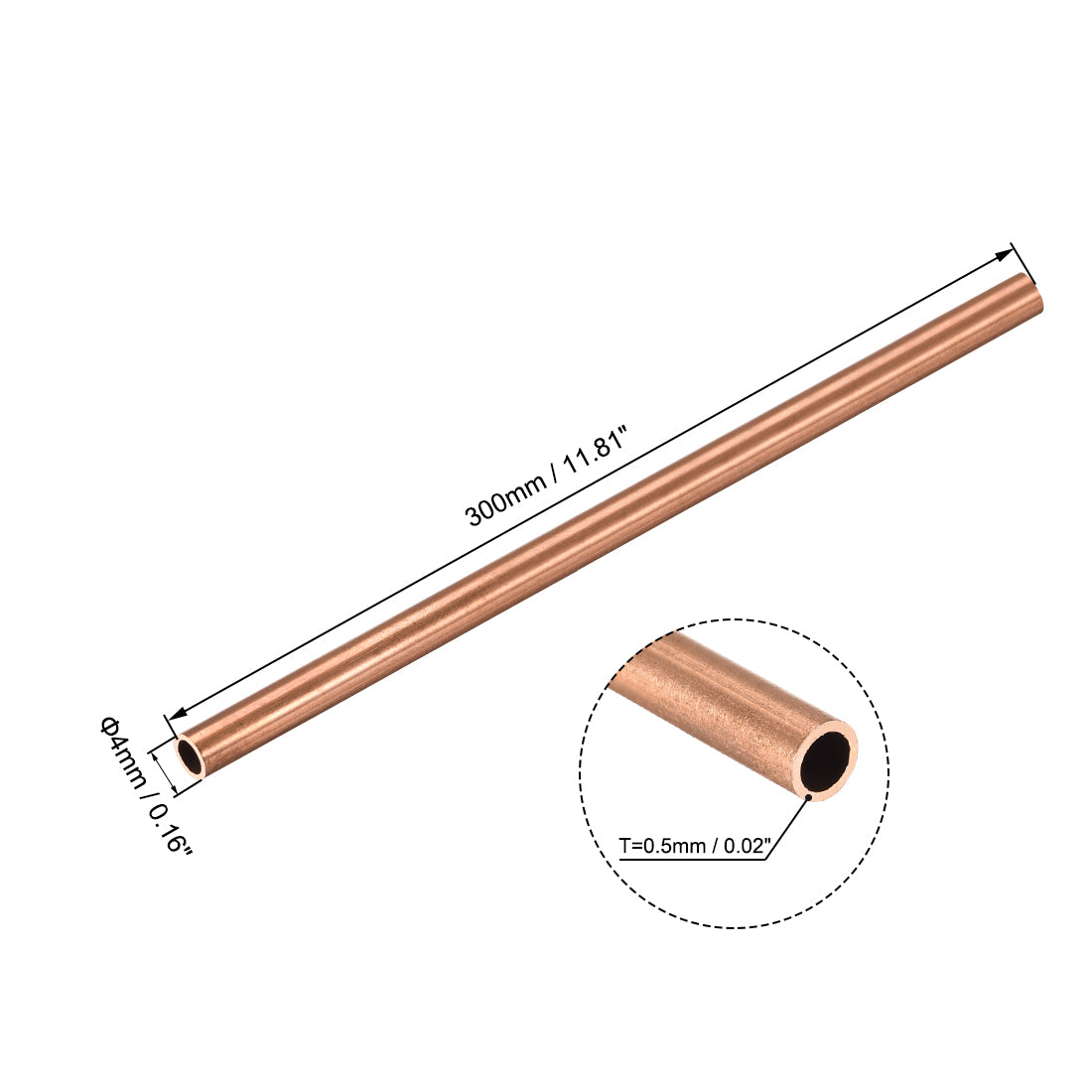 uxcell Uxcell Copper Round Tube Seamless Straight Tubing