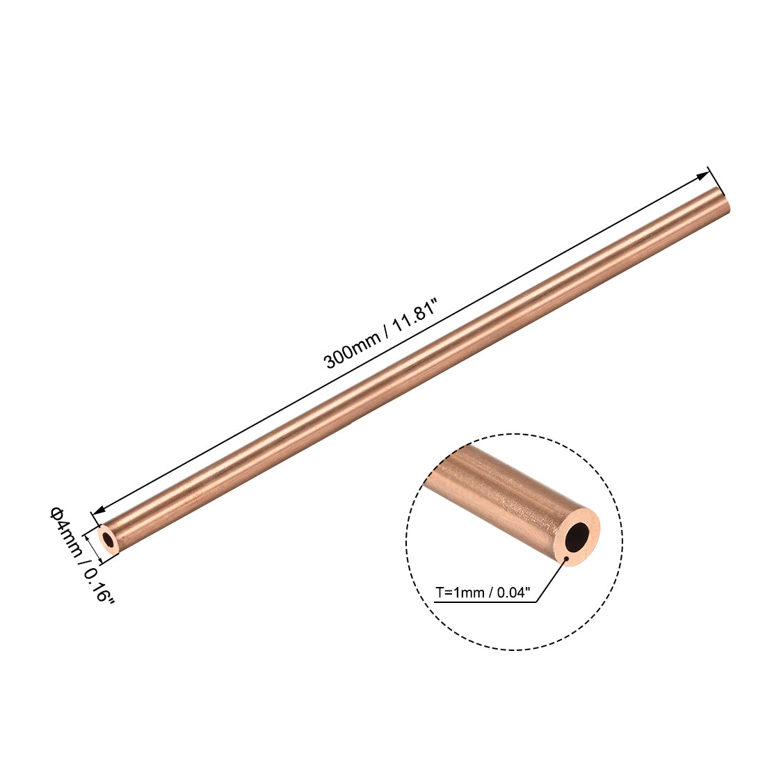 uxcell Uxcell Copper Round Tube Straight Pipe Tubing