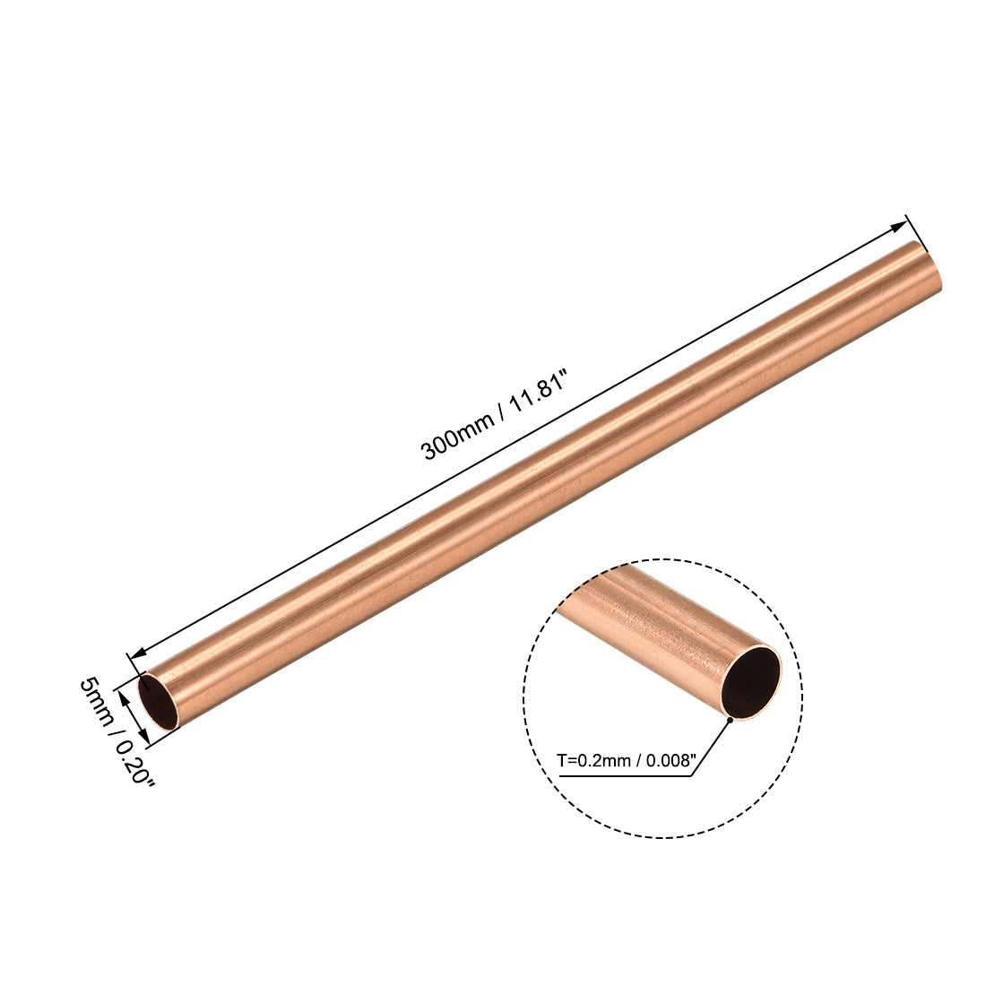 uxcell Uxcell Copper Round Tube Straight Pipe Tubing