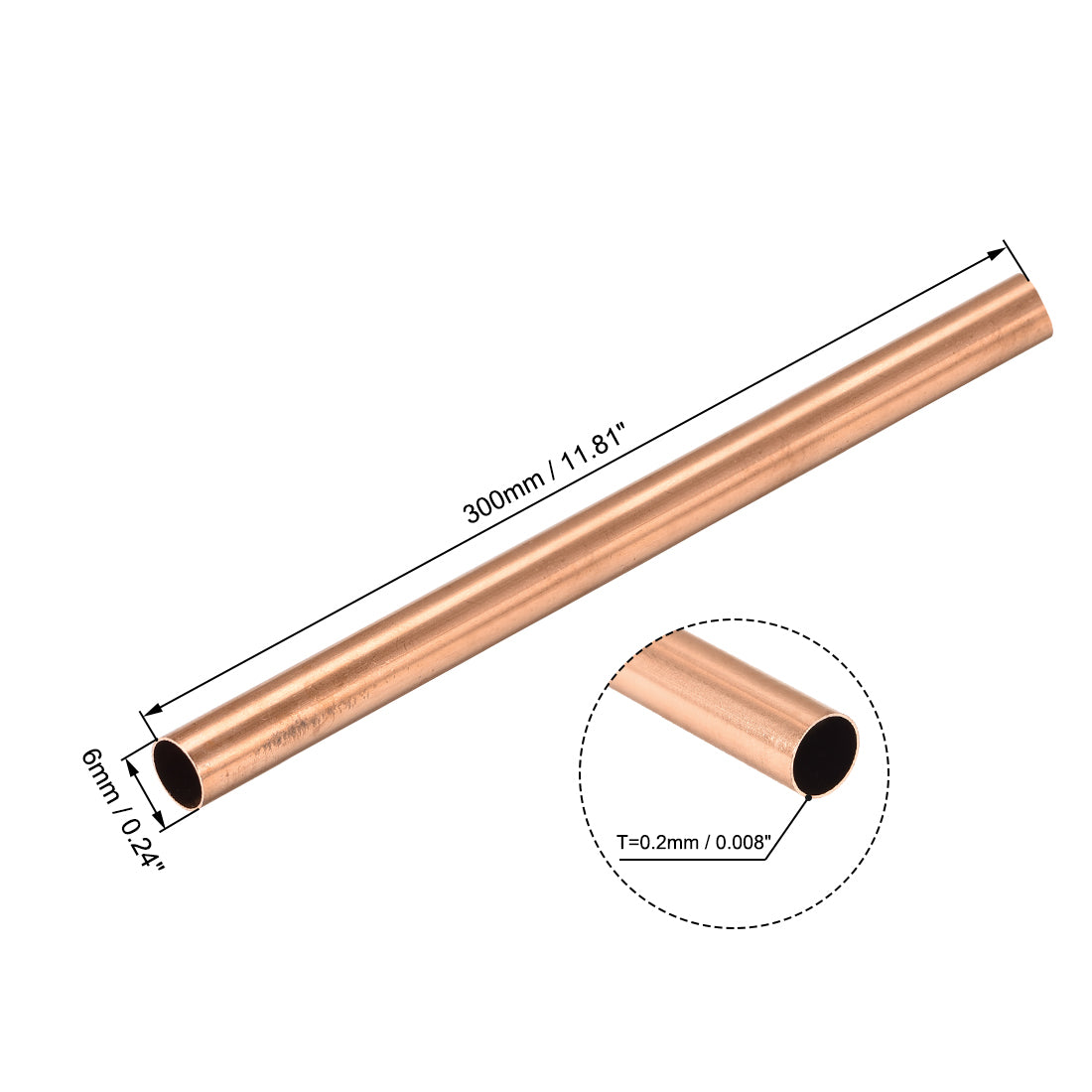 uxcell Uxcell Copper Round Tube Seamless Pipe Tubing