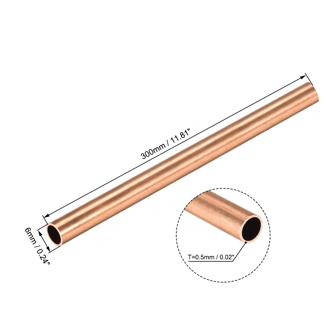 uxcell Uxcell Copper Round Tube Seamless Straight Tubing