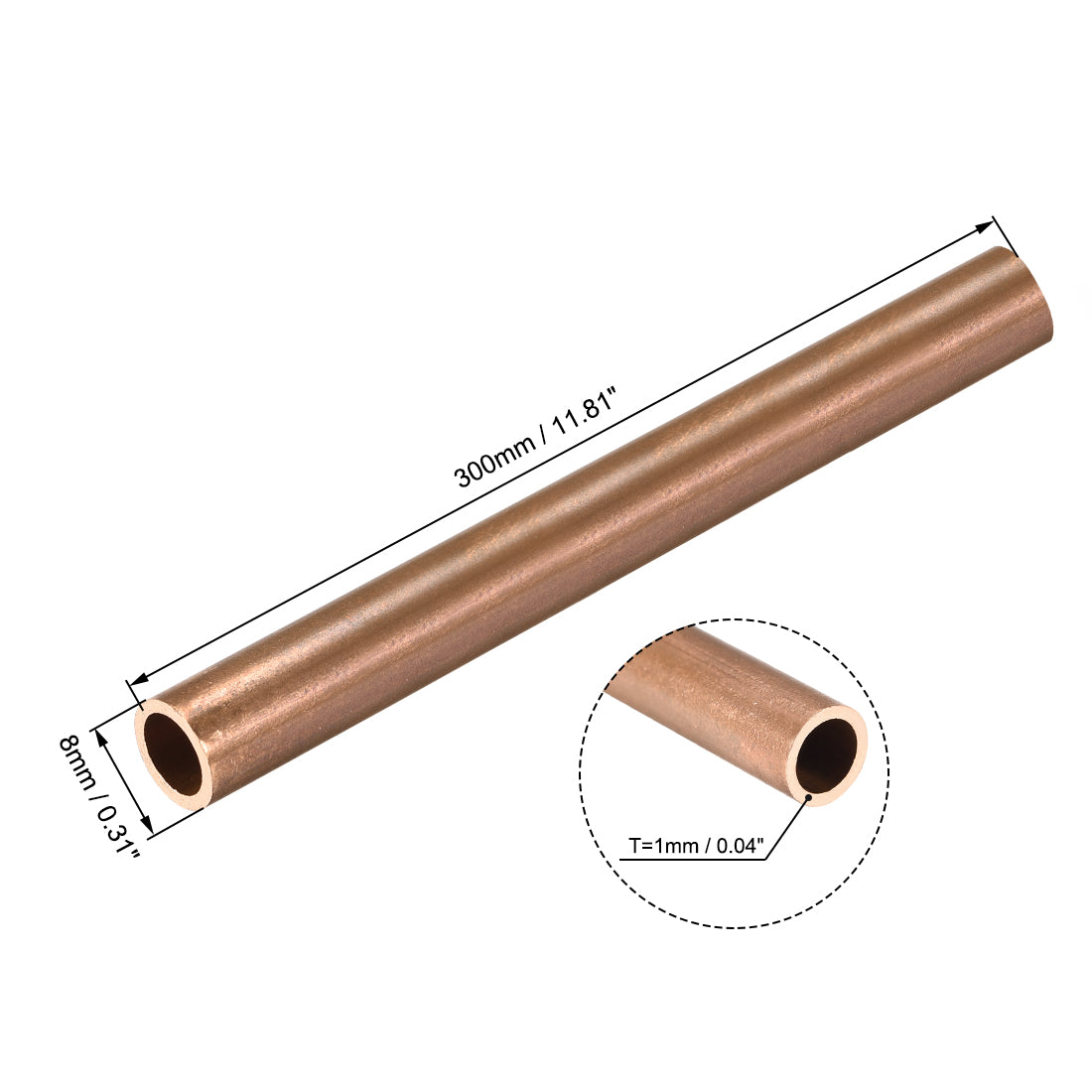 uxcell Uxcell Copper Round Tube Seamless Pipe Tubing