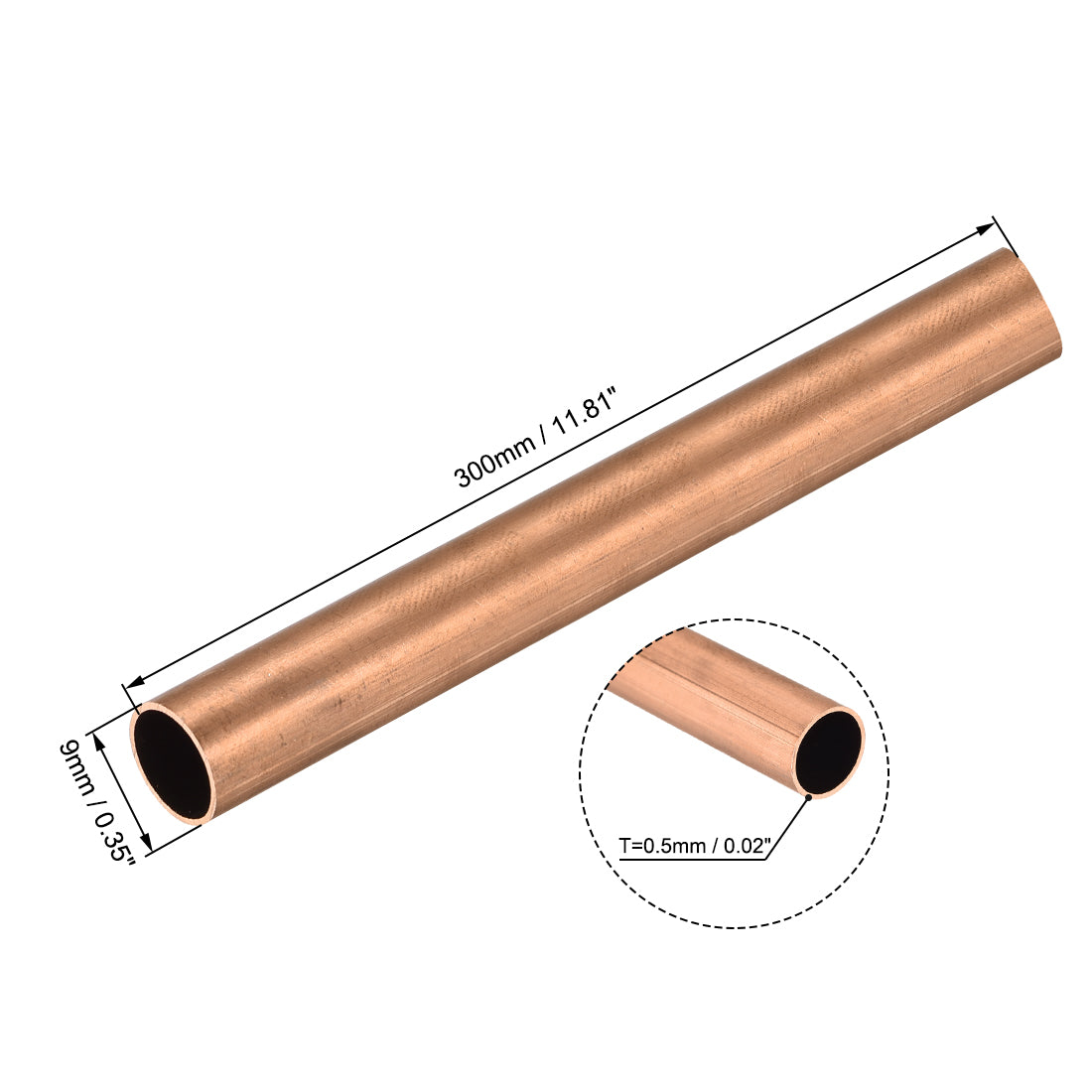 uxcell Uxcell Copper Round Tube Seamless Pipe Tubing