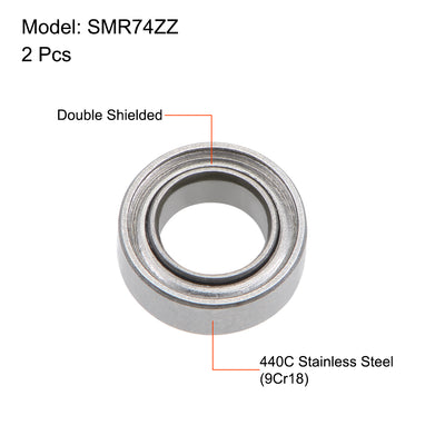 Harfington Uxcell Miniature Deep Groove Ball Bearings Double Shielded Stainless Steel