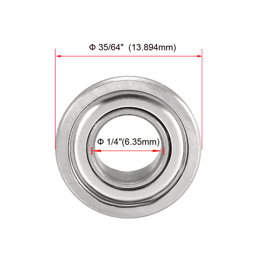 uxcell Uxcell 10Stk.FR188ZZ Flanschkugellager 1/4" x 1/2" x 3/16" Doppelt abgeschirmt (GCr15)