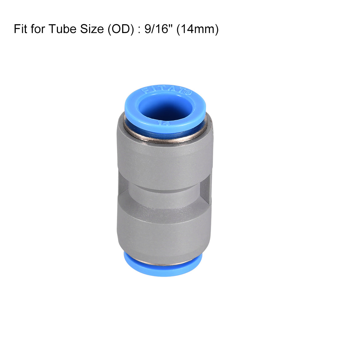 uxcell Uxcell Straight Push Connectors 14mm Quick Release Pneumatic Connector Plastic Union Pipe Tube Fitting Grey