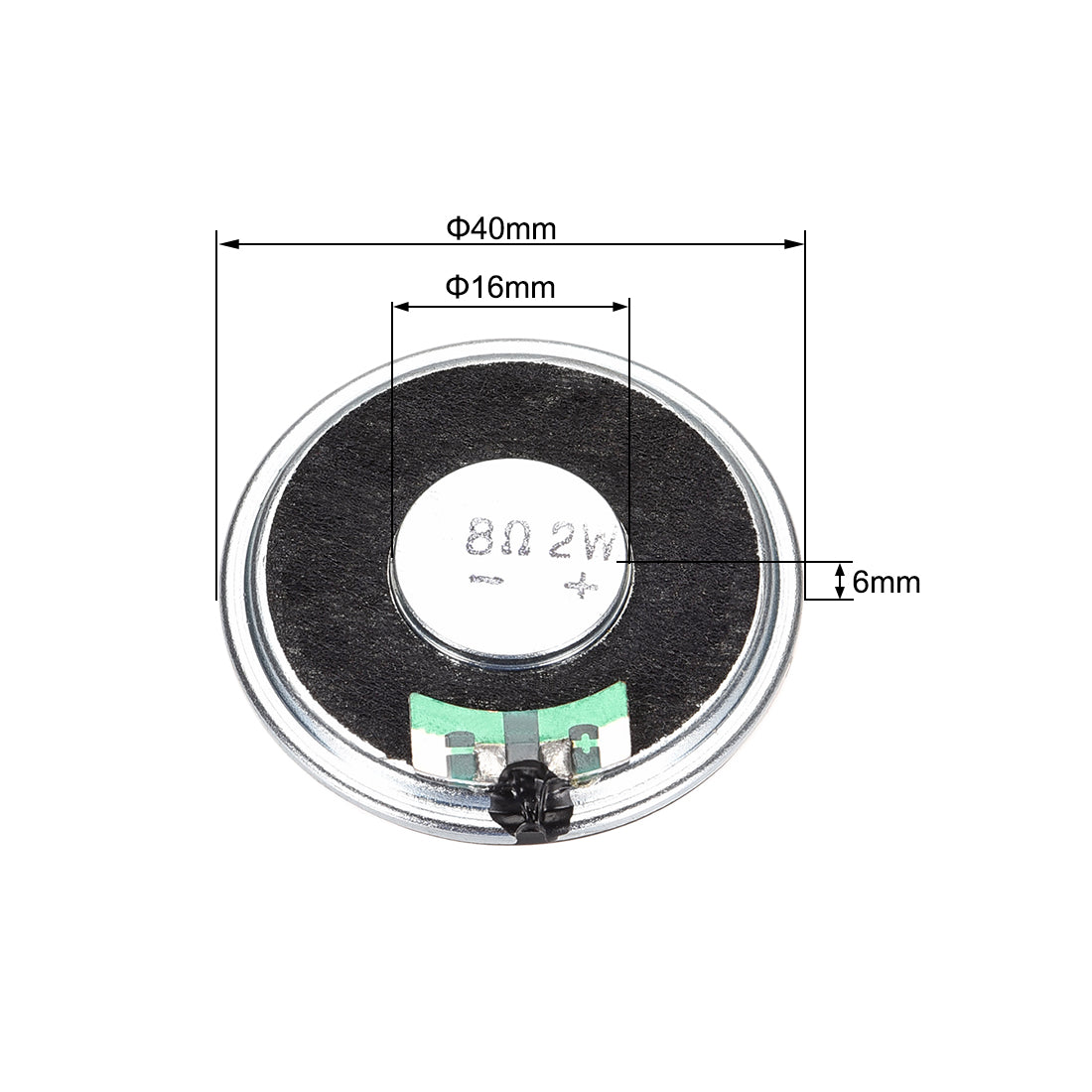 uxcell Uxcell 2Stk. Runder interner Magnet Lautsprecher Stahlgehäuse 8 Ohm 2W 1,5 Zoll Durchm.