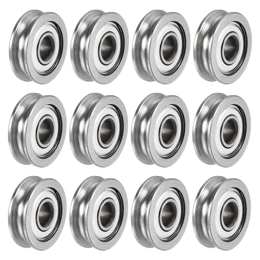 uxcell Uxcell 12pcs U604ZZ Deep U Groove Ball Track Guide Bearing 4x13x4mm Double Metal Shielded (GCr15) Chrome Steel Bearing