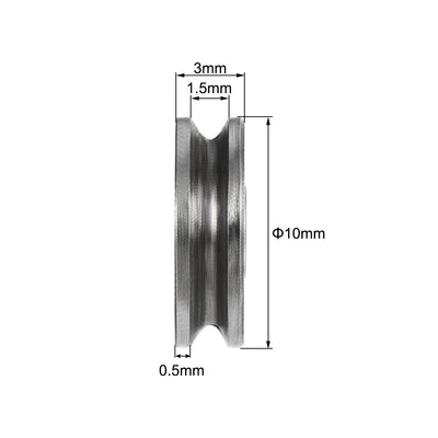 Harfington Uxcell 603 U Groove Ball Track Guide Bearing 3x10x3mm Double Metal Shielded (GCr15) Chrome Steel Bearing 10pcs