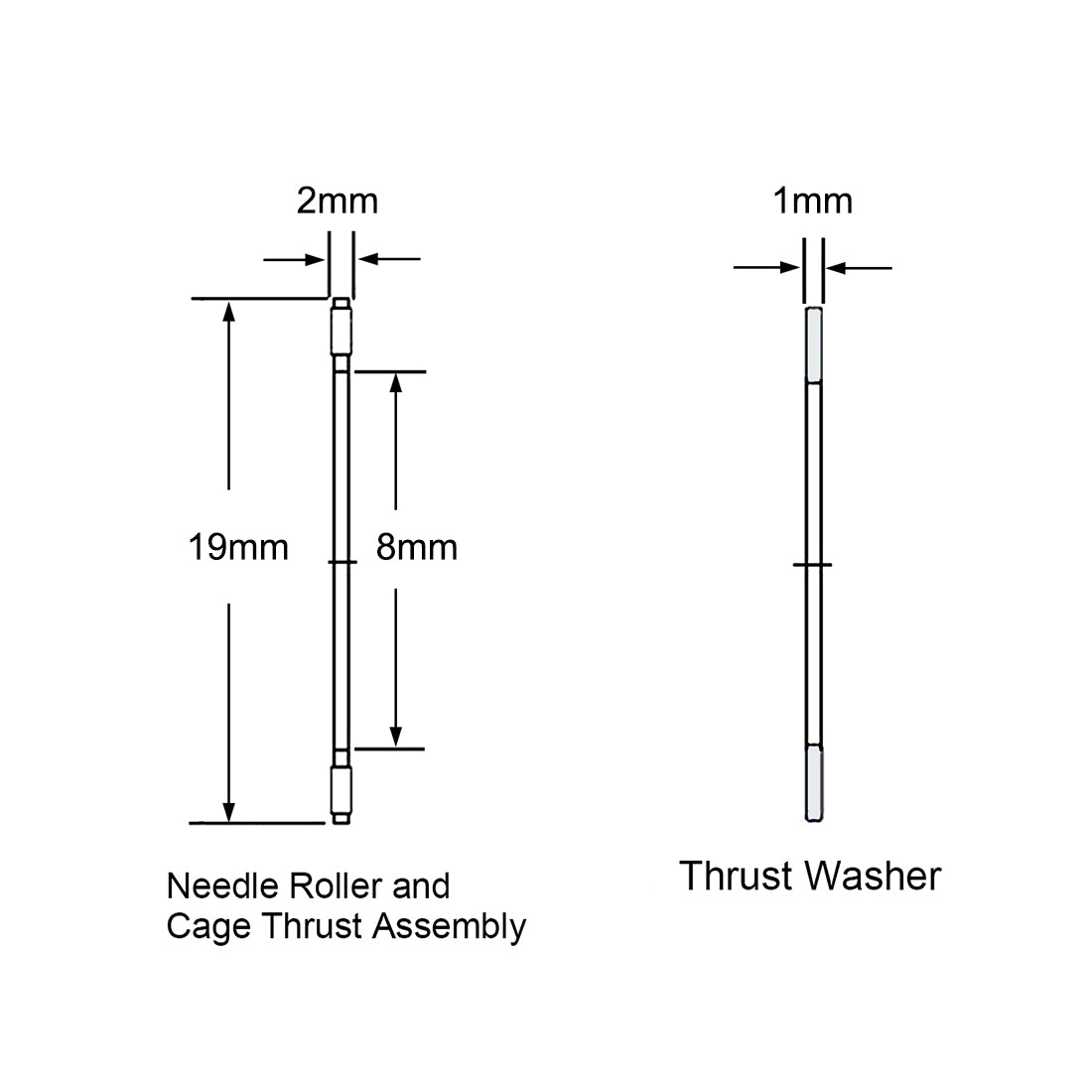 uxcell Uxcell Thrust Needle Roller Bearings with Washers Chrome Steel