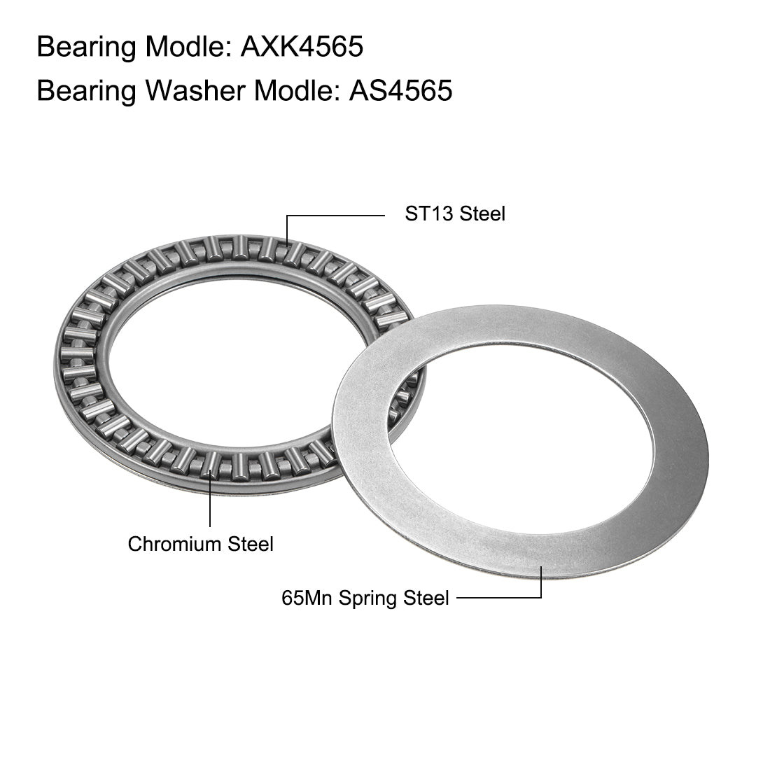 uxcell Uxcell Thrust Needle Roller Bearings with Washers Bearings Chrome Steel