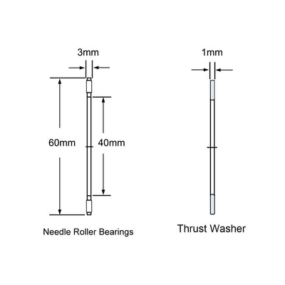 Harfington Uxcell Thrust Needle Roller Bearings with Washers Bearings Chrome Steel