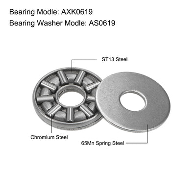 Harfington Uxcell Thrust Needle Roller Bearings with Washers Bearings Chrome Steel