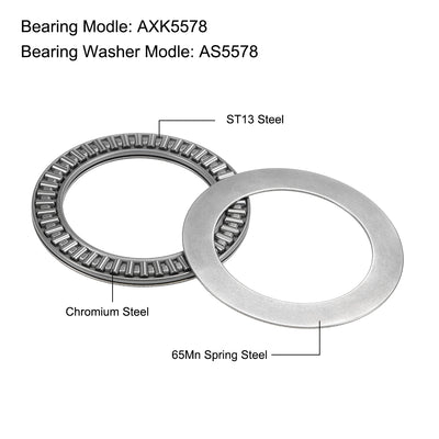 Harfington Uxcell Thrust Needle Roller Bearings with Washers Bearings Chrome Steel