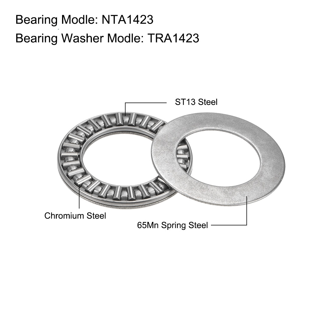 uxcell Uxcell Thrust Needle Roller Bearings with Washers 5/64" Thick Chrome Steel