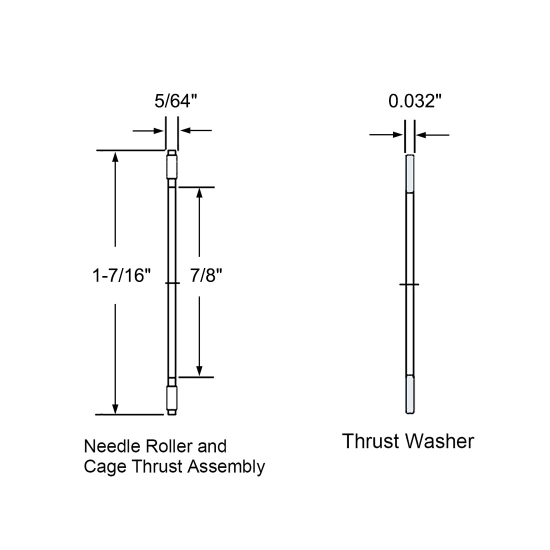 uxcell Uxcell Thrust Needle Roller Bearings with Washers 5/64" Thick Chrome Steel