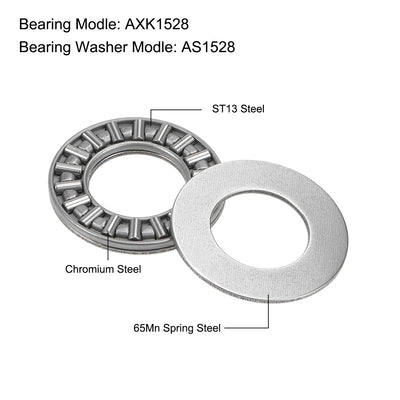 Harfington Uxcell Thrust Needle Roller Bearings with Washers Bearings Chrome Steel