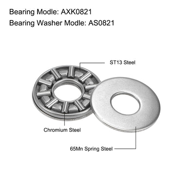 Harfington Uxcell Needle Roller and Cage Thrust Assembly Chrome Steel Bearings