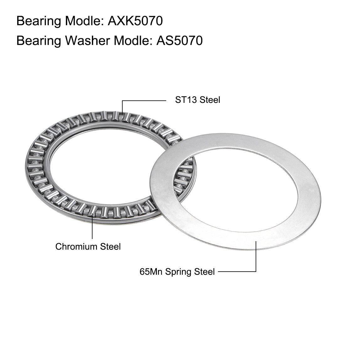 uxcell Uxcell Thrust Needle Roller Bearings with Washers Bearings Chrome Steel