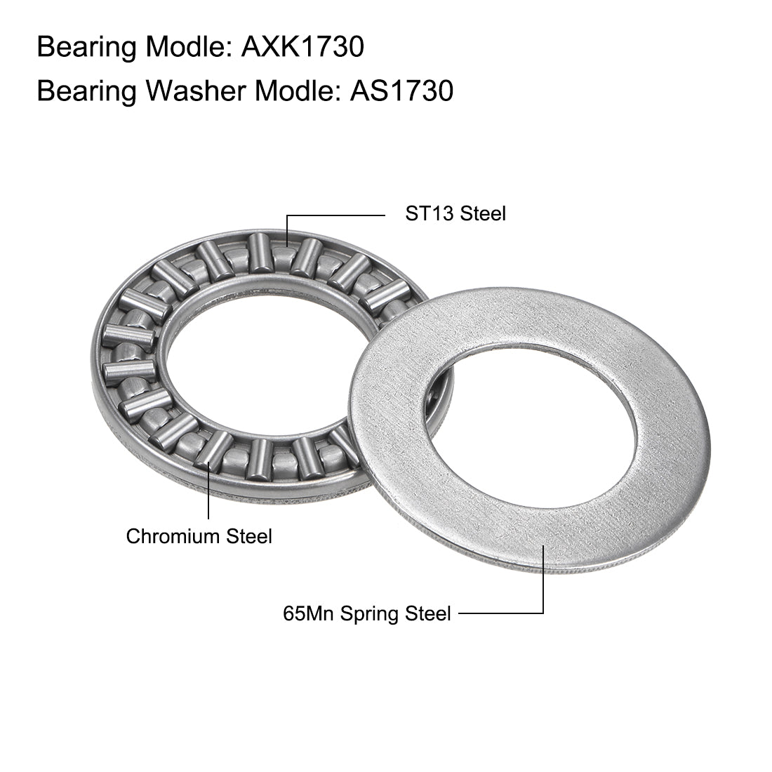 uxcell Uxcell Thrust Needle Roller Bearings with Washers Bearings Chrome Steel