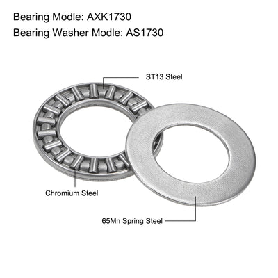 Harfington Uxcell Thrust Needle Roller Bearings with Washers Bearings Chrome Steel