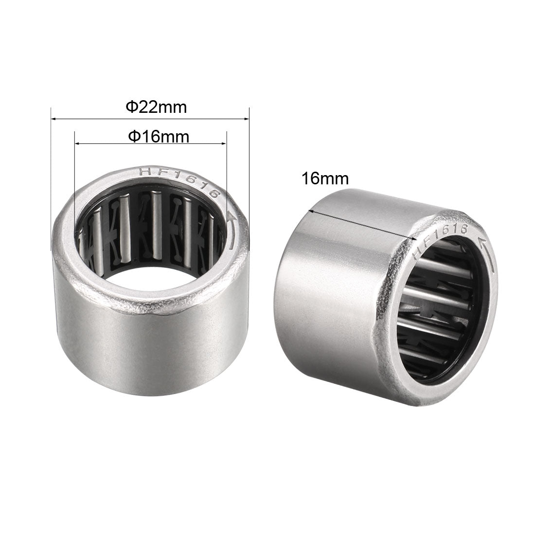 uxcell Uxcell Needle Roller Bearings, Chrome Steel Needles One Way Clutch Bearing Metric