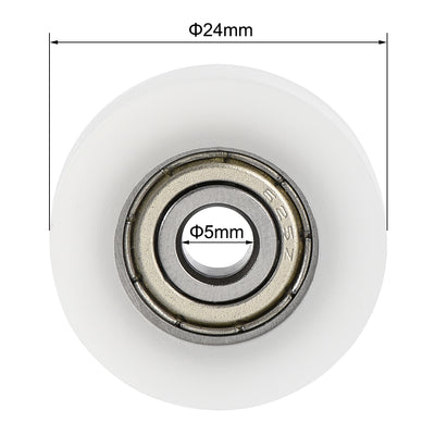 Harfington Uxcell U625ZZ 625 U Groove Bearings 5x24x7mm Shielded Chrome Steel Ball Bearings 5pcs