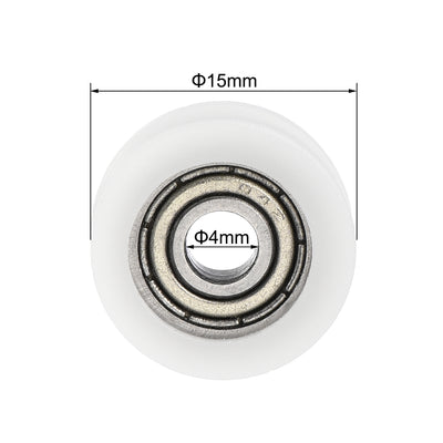 Harfington Uxcell U604ZZ 604 U Groove Bearings 4x15x6mm Shielded Chrome Steel Ball Bearings 4pcs