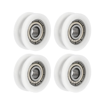 Harfington Uxcell U604ZZ 604 U Groove Bearings 4x15x6mm Shielded Chrome Steel Ball Bearings 4pcs