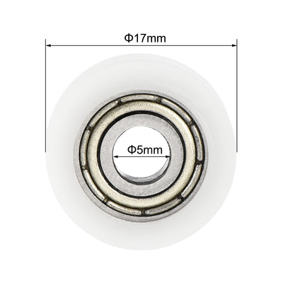 Harfington Uxcell U695ZZ 695 U Groove Bearings 5x17x6mm Shielded Chrome Steel Ball Bearings 5pcs